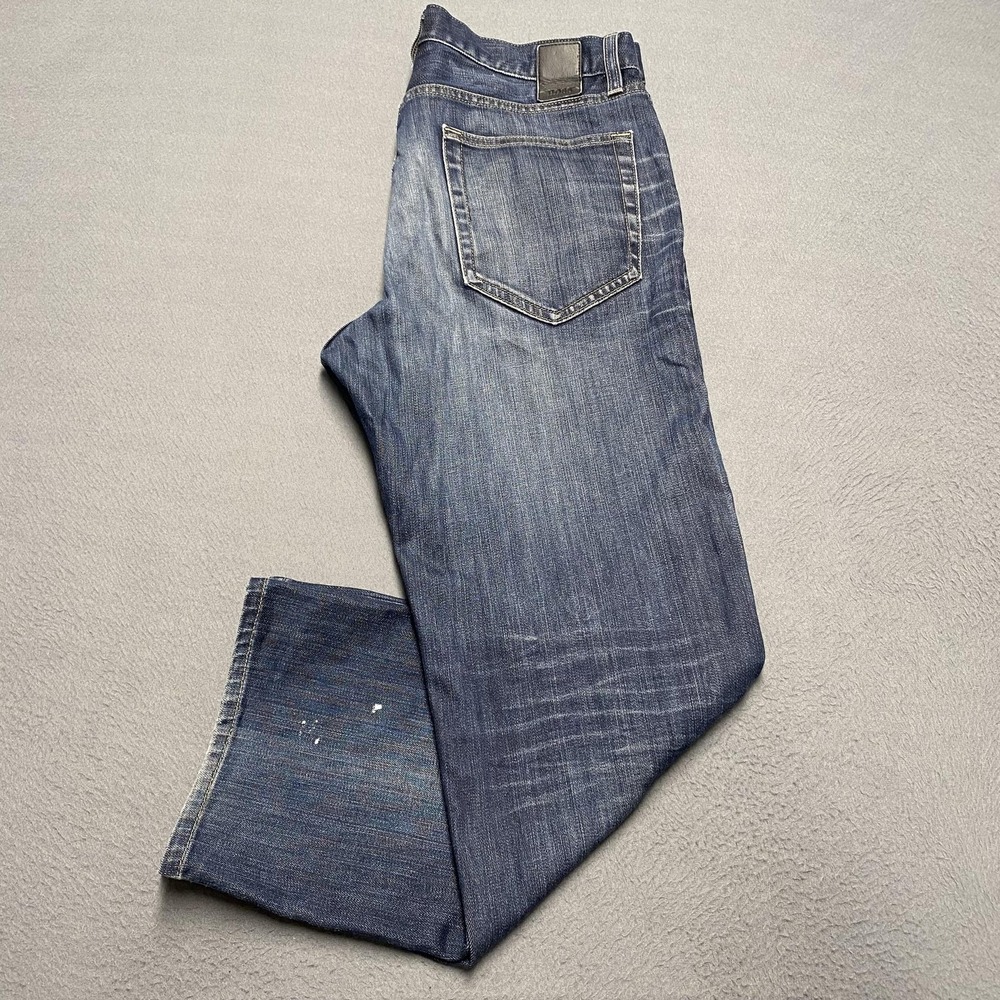 BOSS Hugo Boss Jeans Mens 36x29‎ Blue Stretch Jacksons Straight Leg Denim Faded